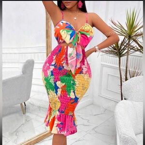 Vibrant Floral Bodycon Dress